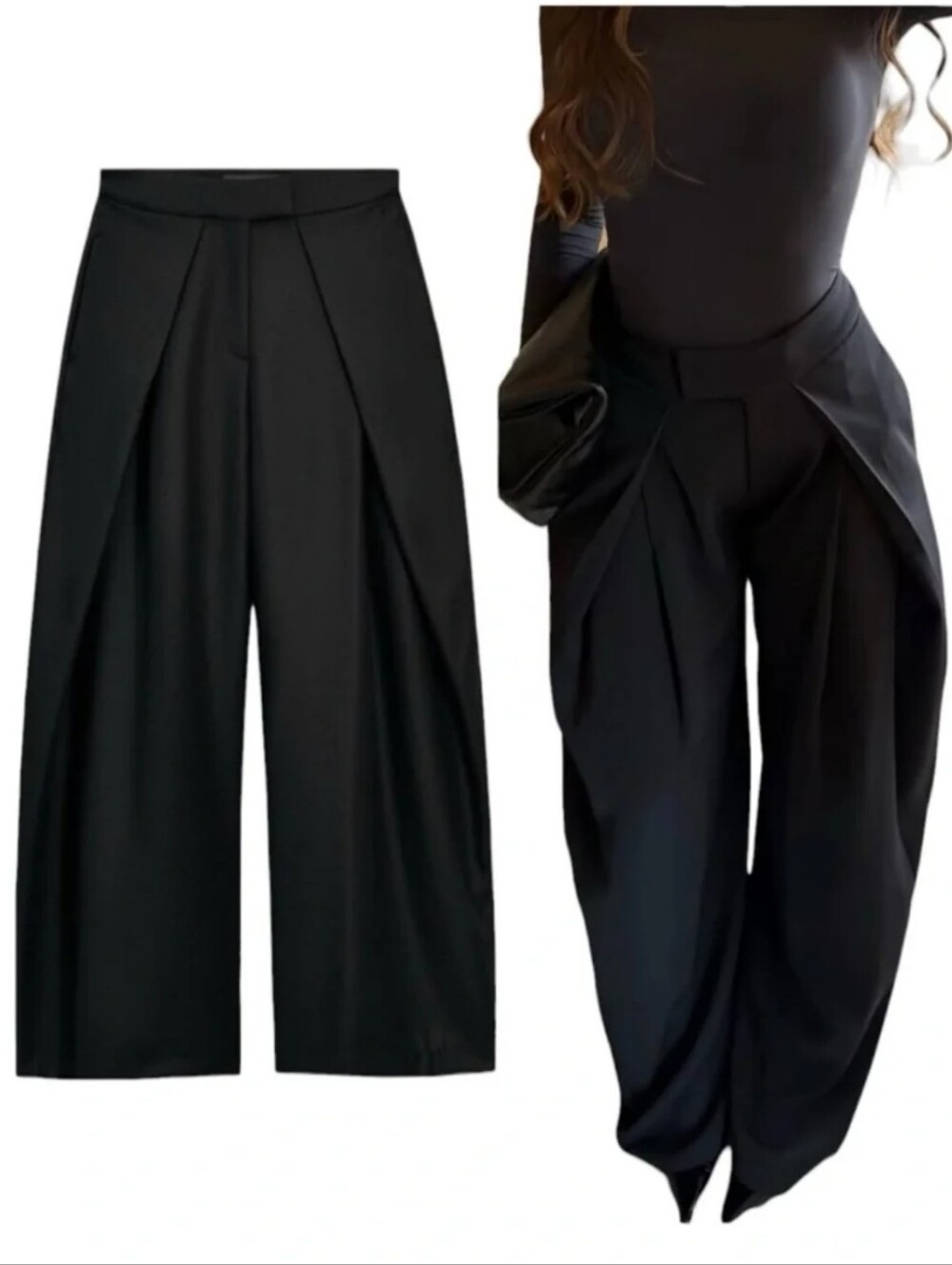ZARA ZW COLLECTION WIDE LEG PLEATED PANTS